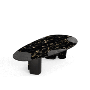 Ophelia Portoro Marble And Black Dining Table - Image 3