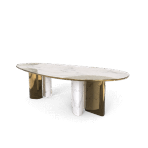 Ophelia Carrara Marble And Patina Dining Table - Image 4