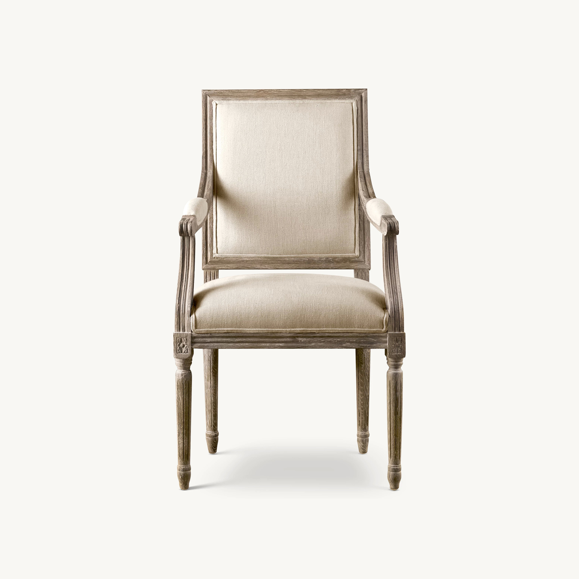 10001 Vintage French Square Back Fabric Dining Armchair - Image 1