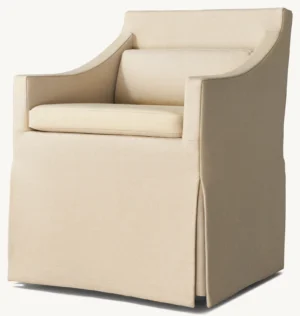 Low Belgian Slope Arm Slipcovered Dining Armchair - Image 2