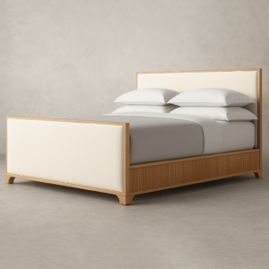 Genevieve Reeded Fabric Panel Bed with Footboard - Image 2