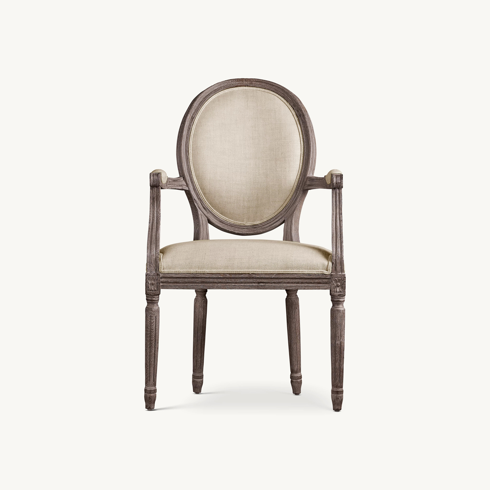 10002 Vintage French Round Fabric Dining Armchair - Image 1