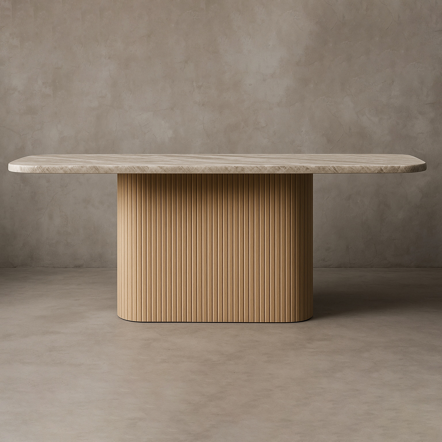 10002_vintage_cement_wall Mulholland Stone Rectangular Pedestal Dining Table - Image 1