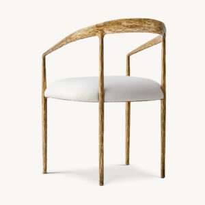 Thaddeus Curved Fabric Dining Armchair - Image 3