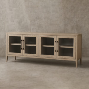 French Contemporary Glass 4-door Sideboard - Image 4