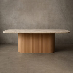 Mulholland Stone Rectangular Pedestal Dining Table - Image 2