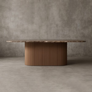 Mulholland Stone Rectangular Pedestal Dining Table - Image 4