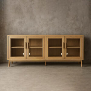 French Contemporary Glass 4-door Sideboard - Image 3