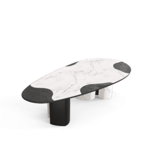 Ophelia Carrara Marble And Black Dining Table - Image 2