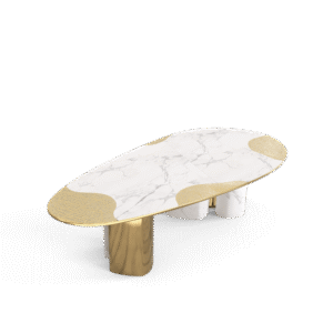 Ophelia Carrara Marble And Gold Dining Table - Image 5