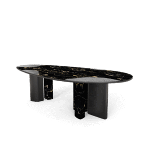 Ophelia Portoro Marble And Black Dining Table - Image 2