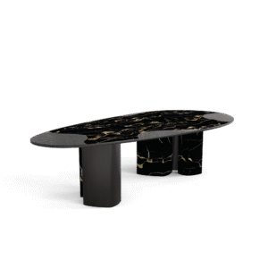 Ophelia Portoro Marble And Black Dining Table - Image 4