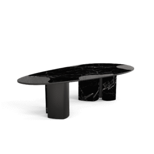 Ophelia Nero Marquina Marble And Black Dining Table - Image 4