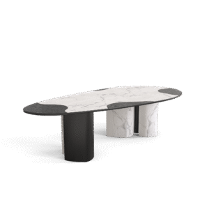 Ophelia Carrara Marble And Black Dining Table - Image 3