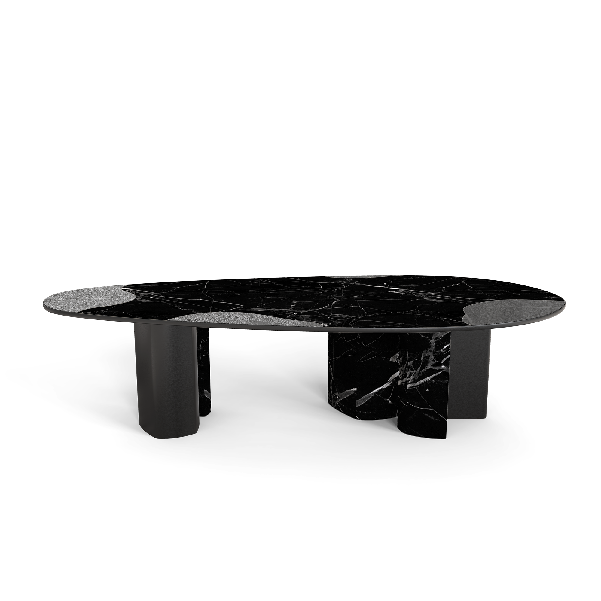 4b21fa94-4a6c-448b-a2e7-905900c51084 Ophelia Nero Marquina Marble And Black Dining Table - Image 1