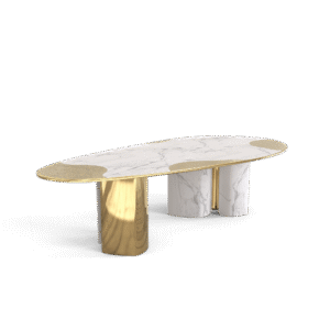 Ophelia Carrara Marble And Gold Dining Table - Image 2