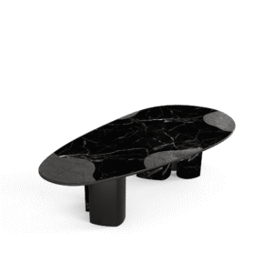 Ophelia Portoro Marble And Black Dining Table - Image 5
