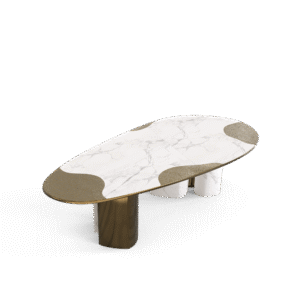 Ophelia Carrara Marble And Patina Dining Table - Image 2