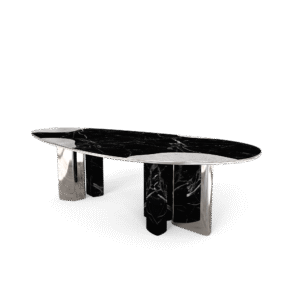 Ophelia Nero Marquina Marble And Silver Dining Table - Image 3