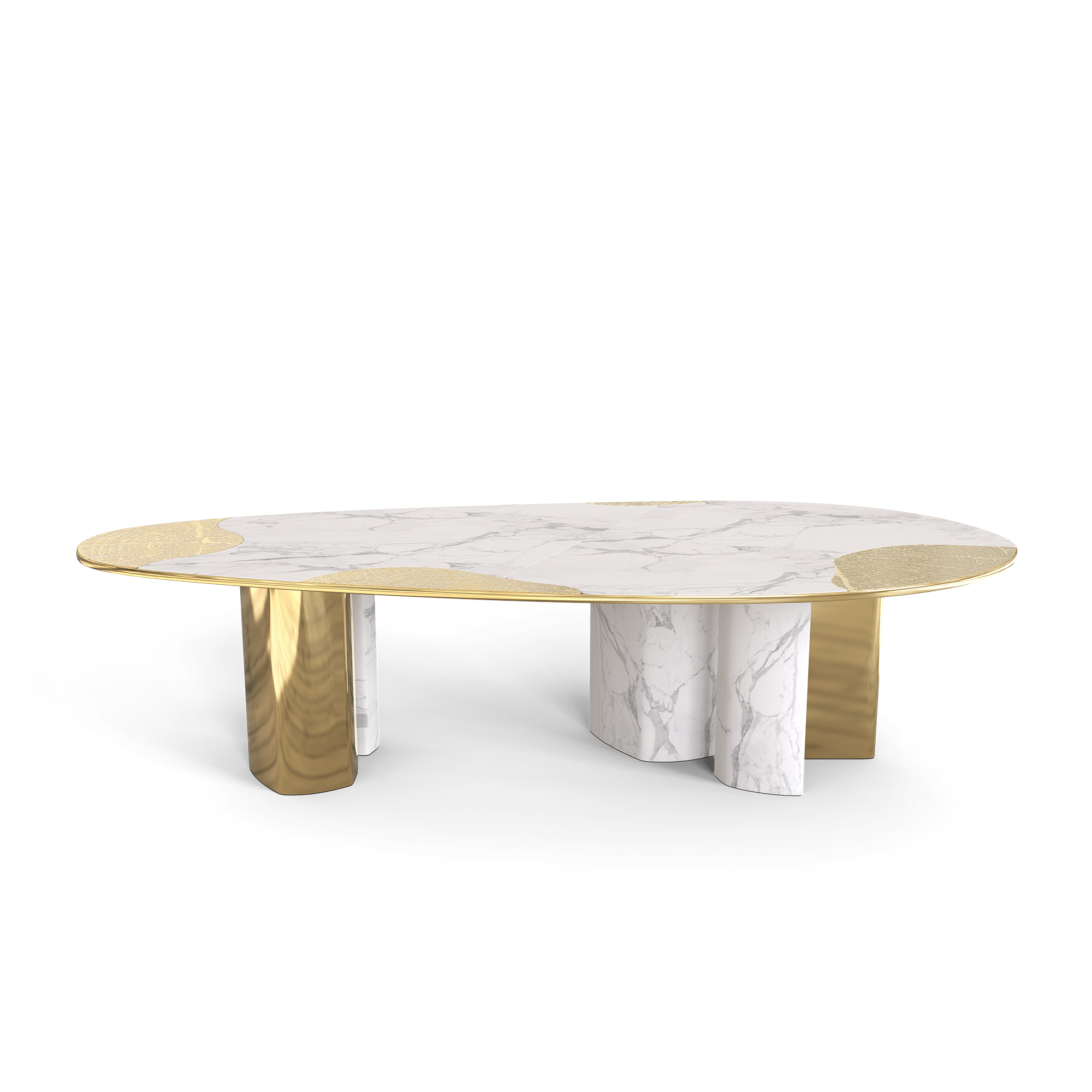 73a379b6-68ab-4e0b-b944-18266d312ca0 Ophelia Carrara Marble And Gold Dining Table - Image 1