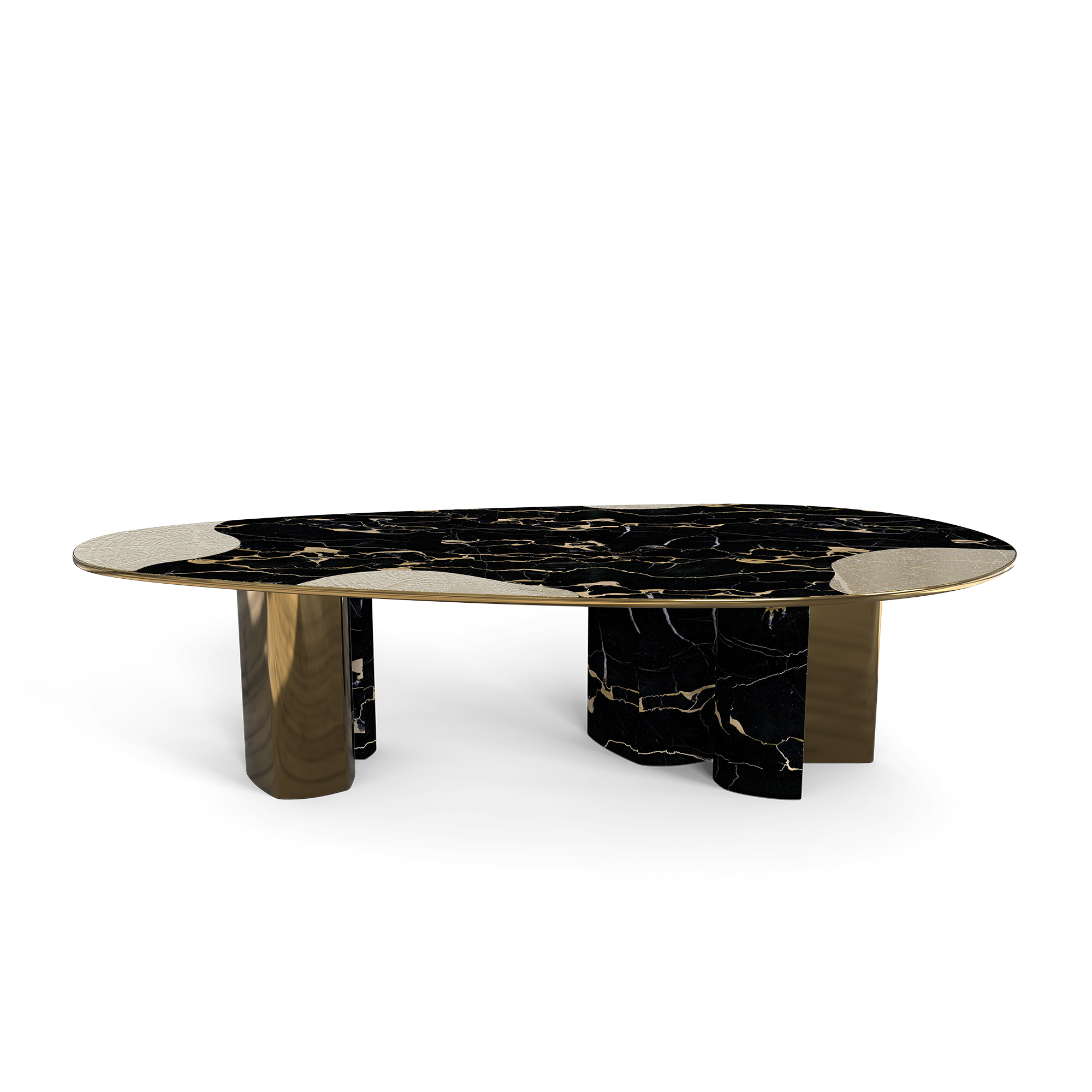 744c1802-b3d0-4ca7-b4aa-ae0781354bd9 Ophelia Portoro Marble And Patina Dining Table - Image 1