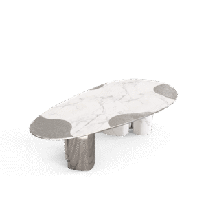 Ophelia Carrara Marble And Silver Dining Table - Image 4