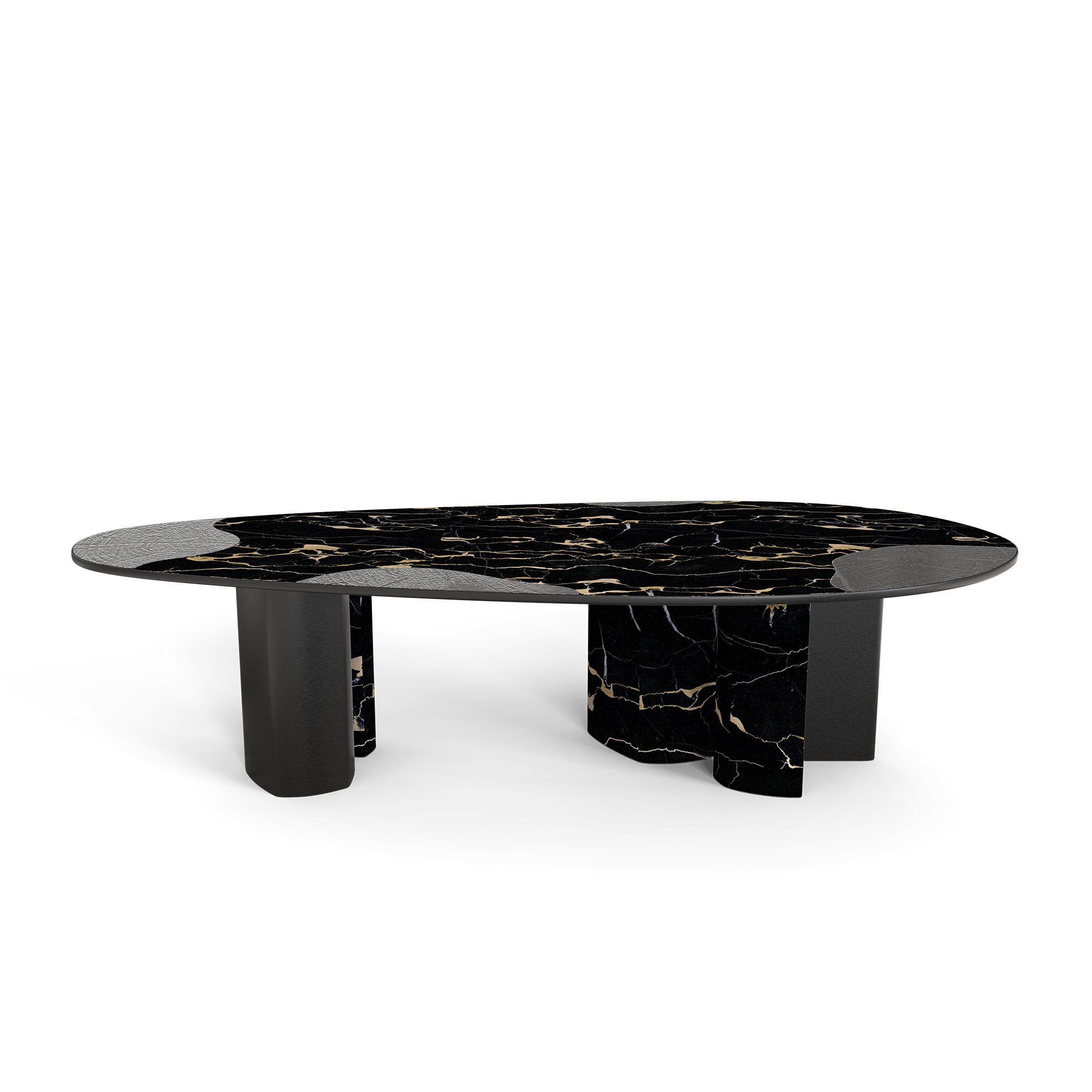 93034d89-b2bf-4961-8e64-391e44317a83 Ophelia Portoro Marble And Black Dining Table - Image 1