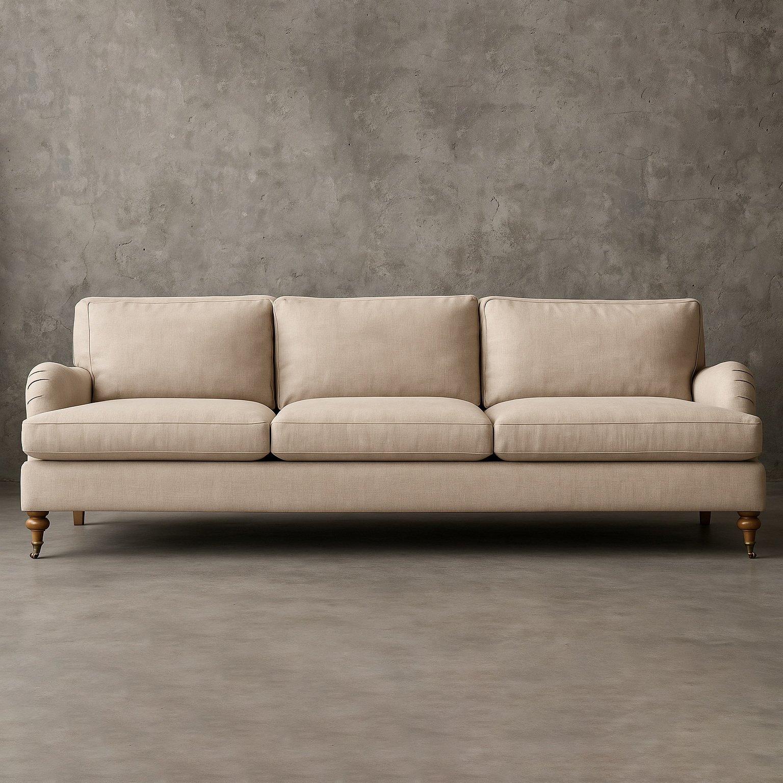 Belgian Classic Roll Arm 3-Cushion Sofa Belgian Classic Roll Arm Bench-Cushion Sofa - Image 1