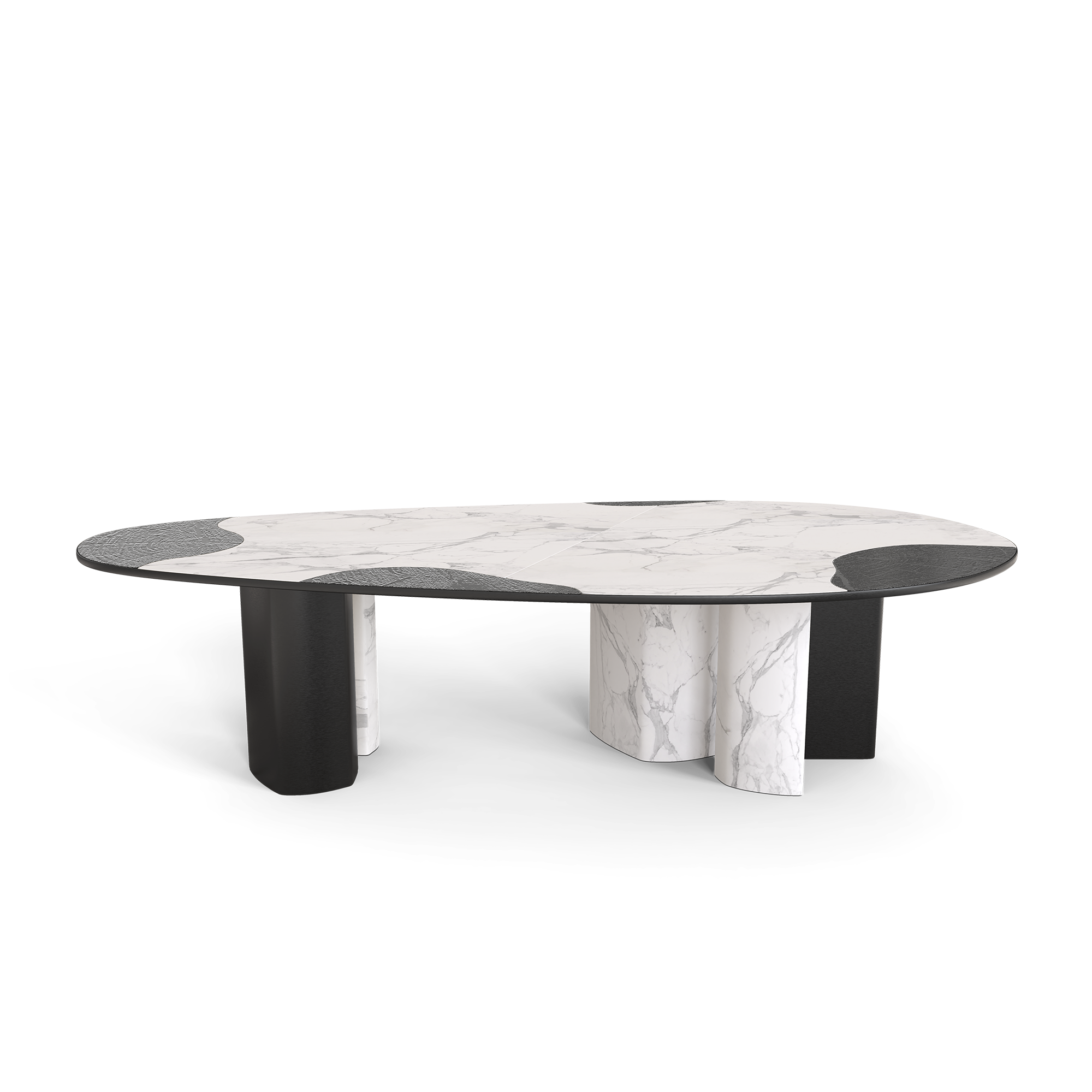 cfd3c792-6200-4026-9a39-45f9b6693a9a Ophelia Carrara Marble And Black Dining Table - Image 1