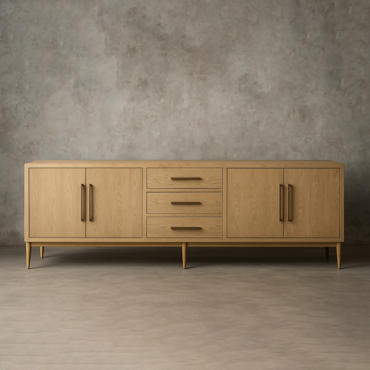 sideboard_6_vintage_concrete French Contemporary Glass 4-door Sideboard With Drawers - Image 1