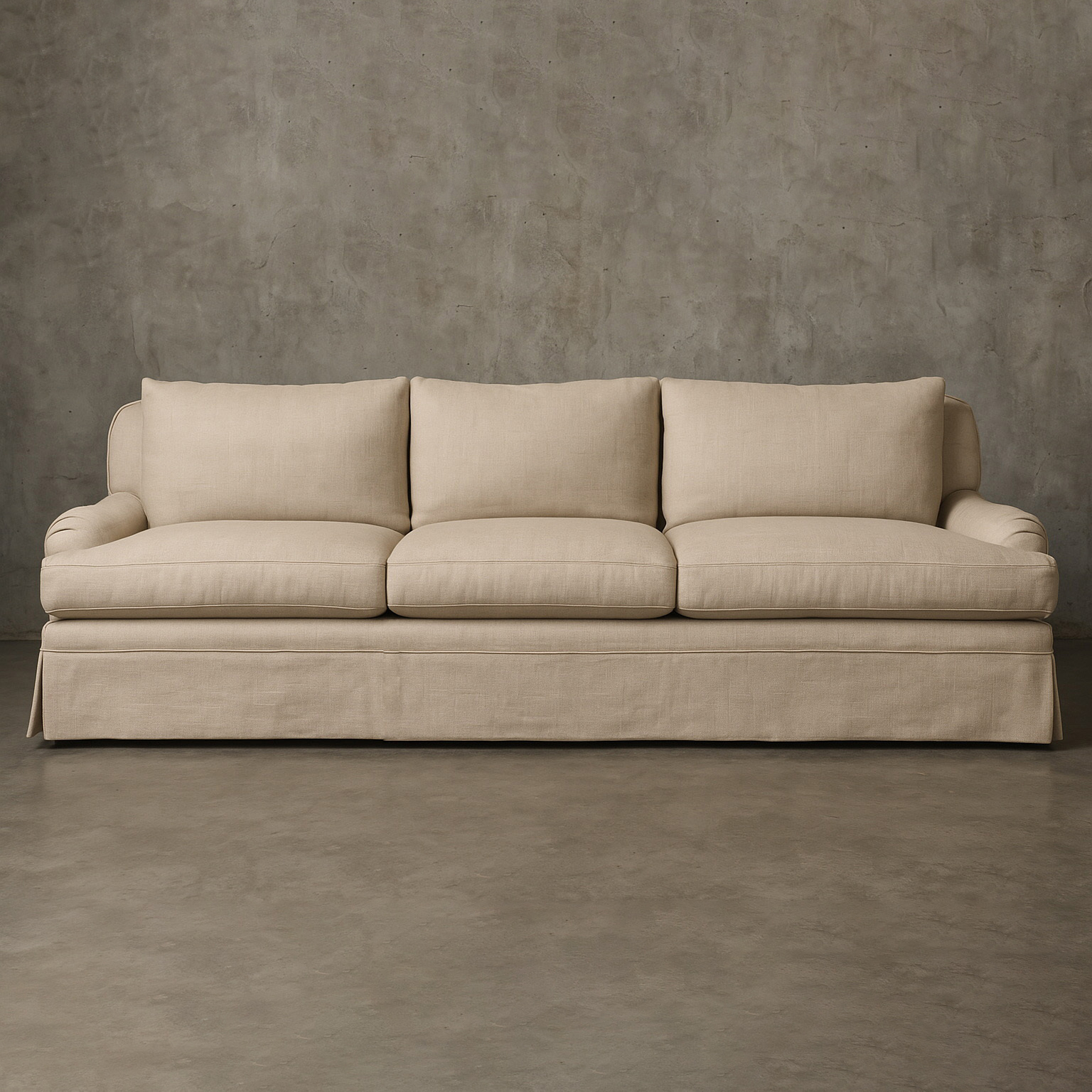 sofa_vintage_bg_1 Belgian Classic Roll Arm 3-Cushion Slipcovered Sofa - Image 1