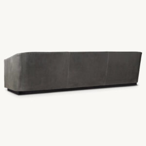 1950s Italian Leather Shelter Arm Sofa Oak Base - Image 2