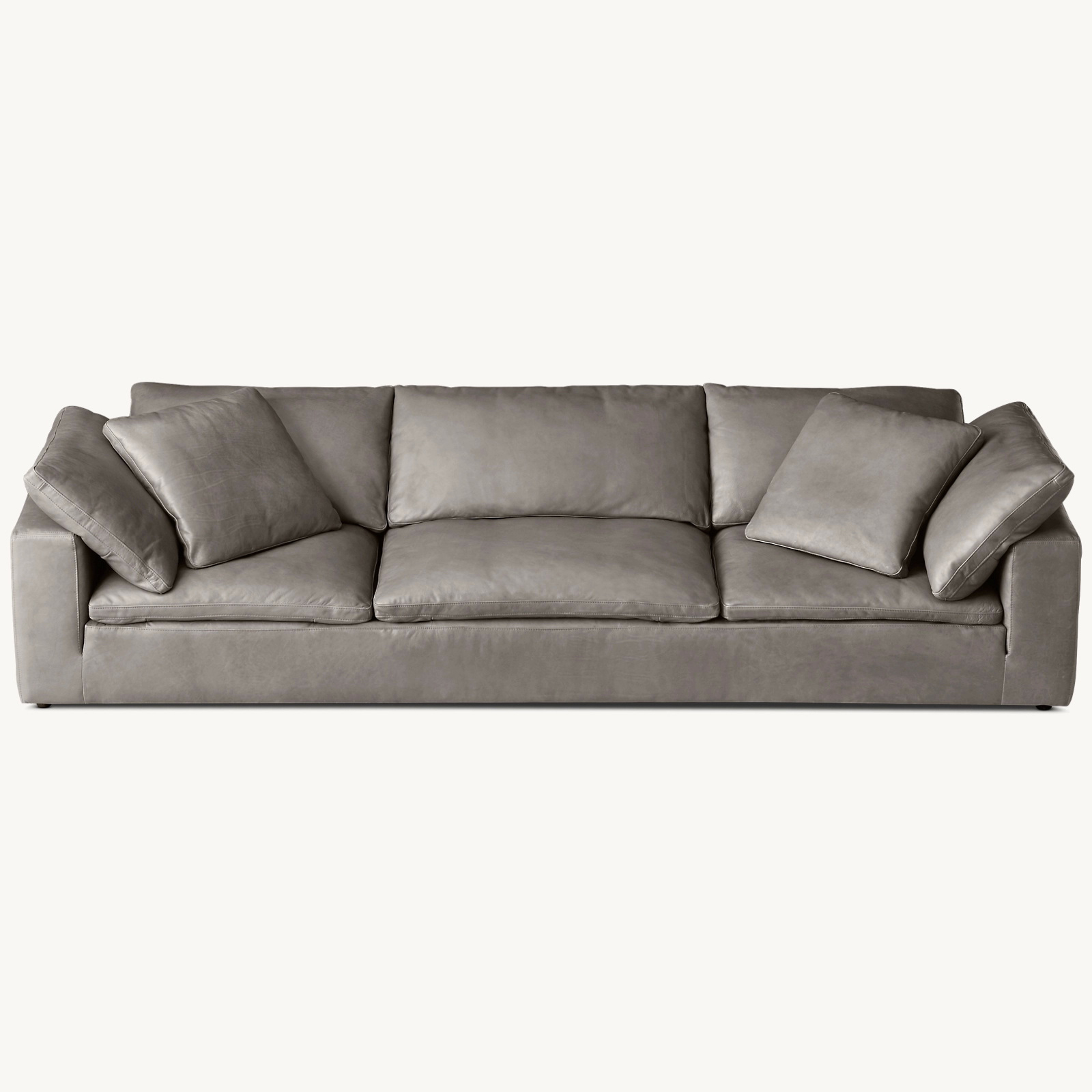 01 (2) Cloud Leather 3 Cushion Sofa - Image 1