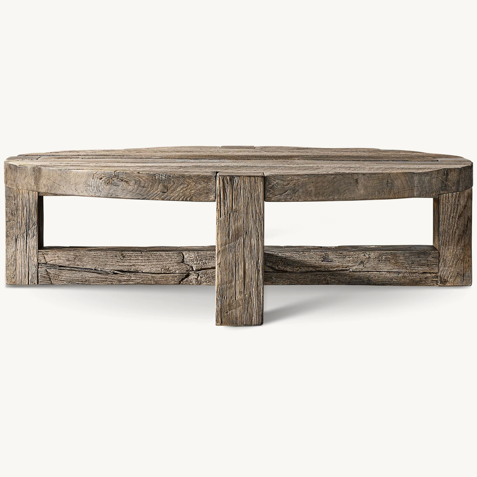 01 Reclaimed Rustic Oak Round Coffee Table - Image 1