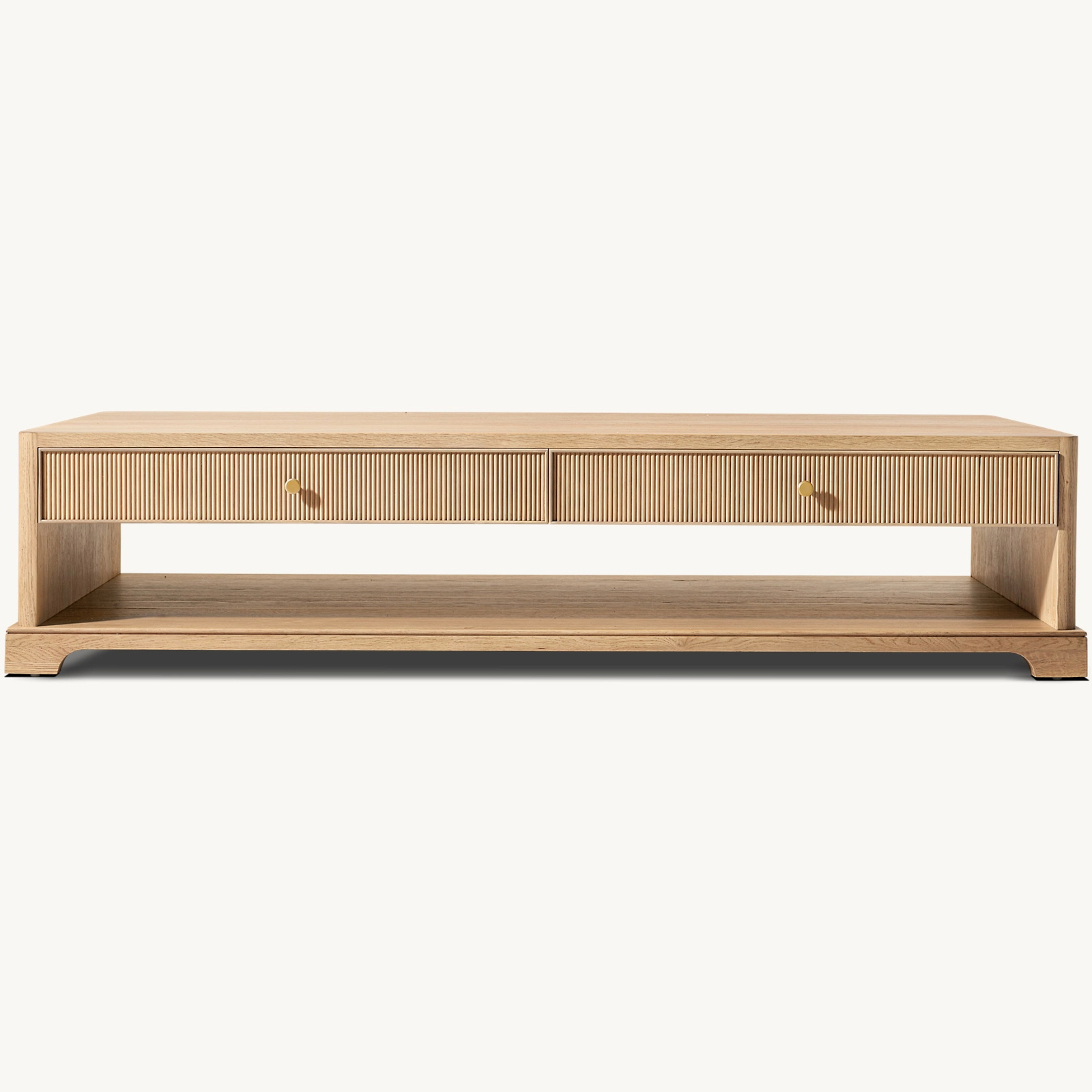 01 (8) Genevieve Reeded Coffee Table With Drawers - Image 1