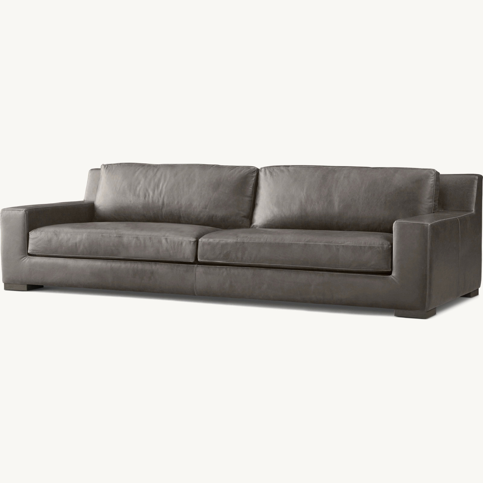 01 Modena Leather Track Arm 2 Cushion Sofa - Image 1