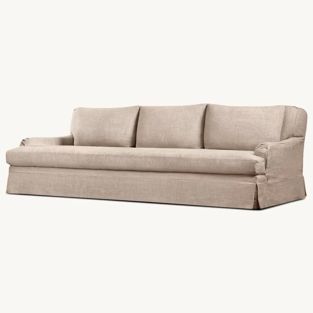 10002 Belgian Classic Roll Arm Bench Cushion Slipcovered Sofa - Image 1