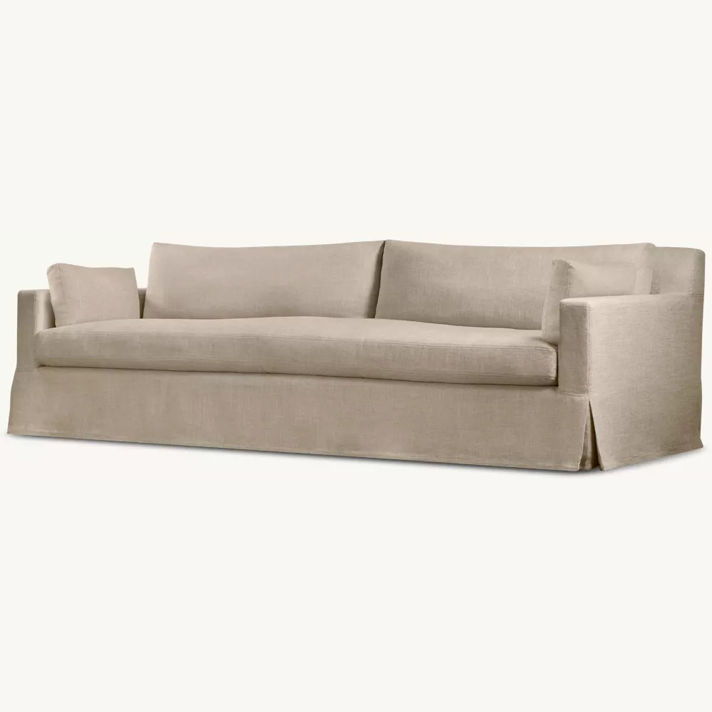 10002 Belgian Track Arm Slipcovered Bench Cushion Sofa - Image 1