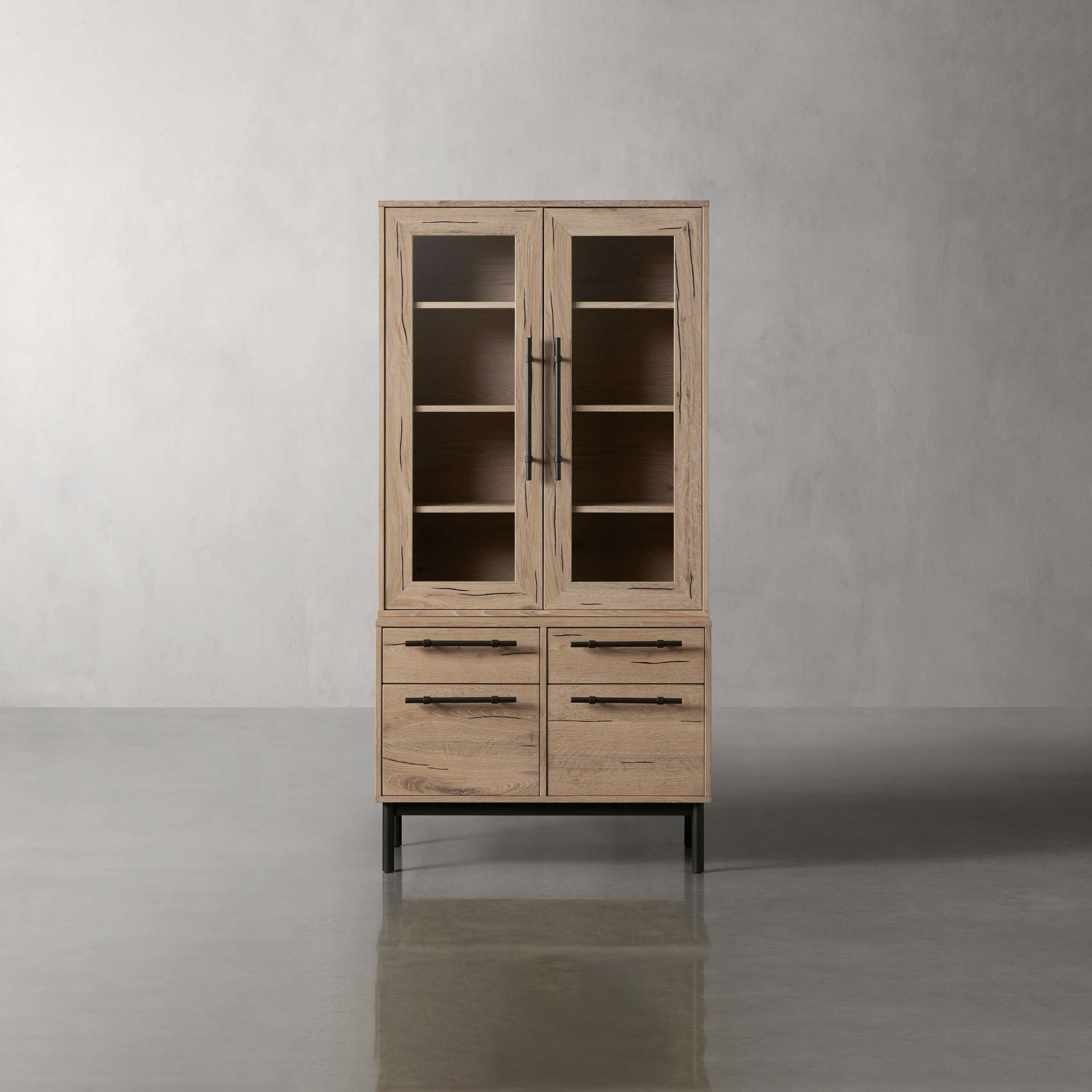 40SULGLDFLSB_X230425 Sullivan Glass Door Bookcase with File Base - Image 1