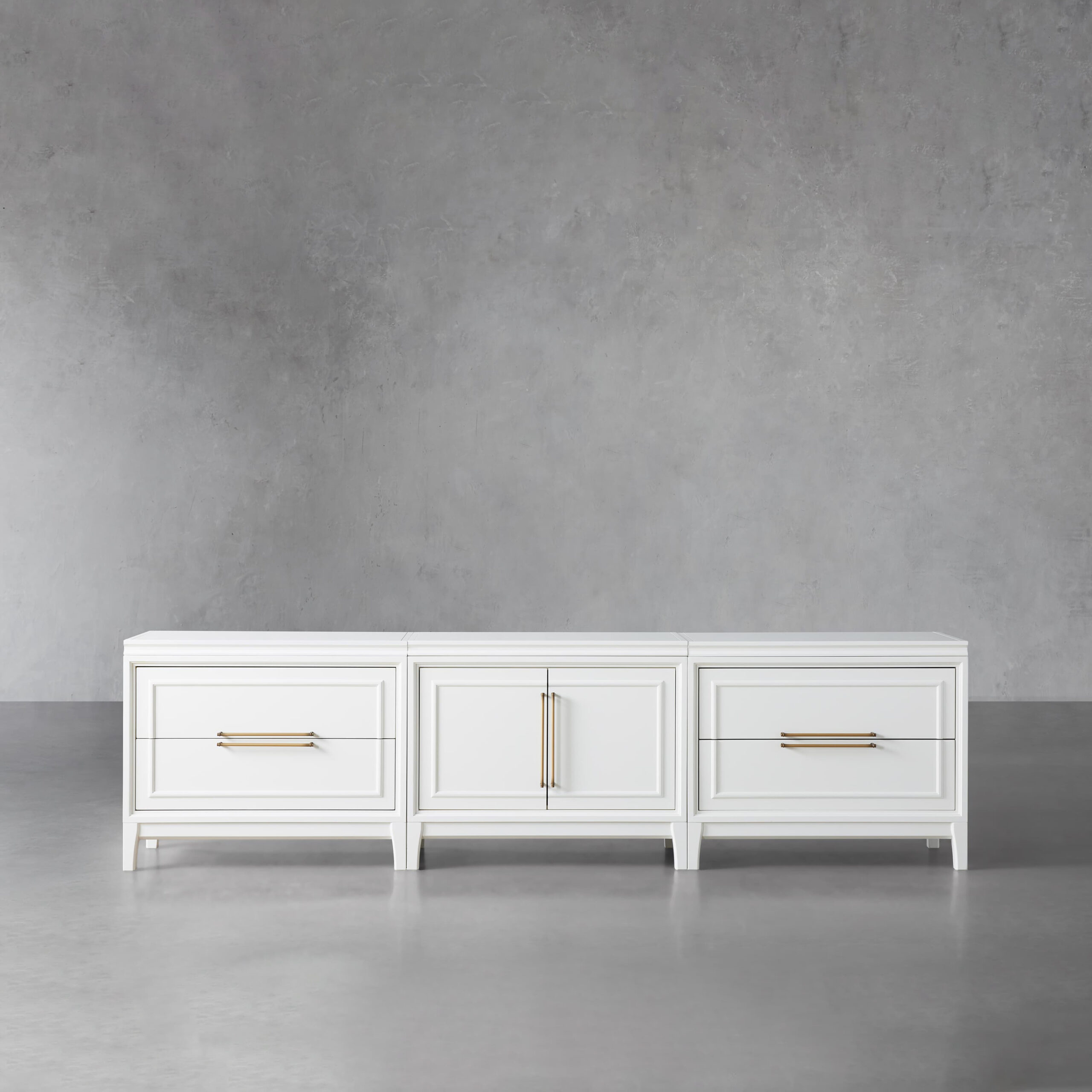 Rowan 105_ Wood Media Console with Door and Rowan Modular Wood Media Console with Door and Drawers - Image 1